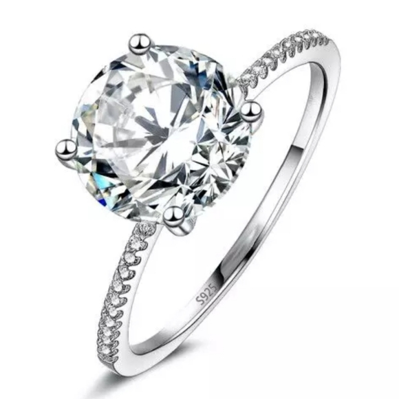 3ct Zircon Diamond Sterling Silver Zircon Pave Statement Piece Engagement - Picture 3 of 16